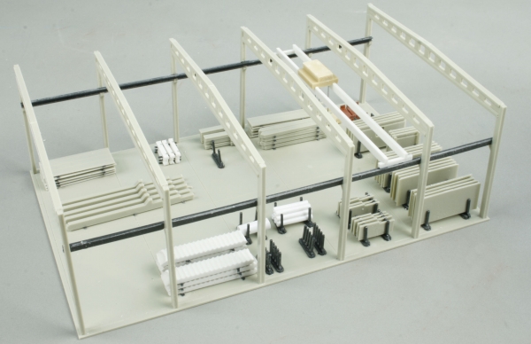 Open depot with concrete beams